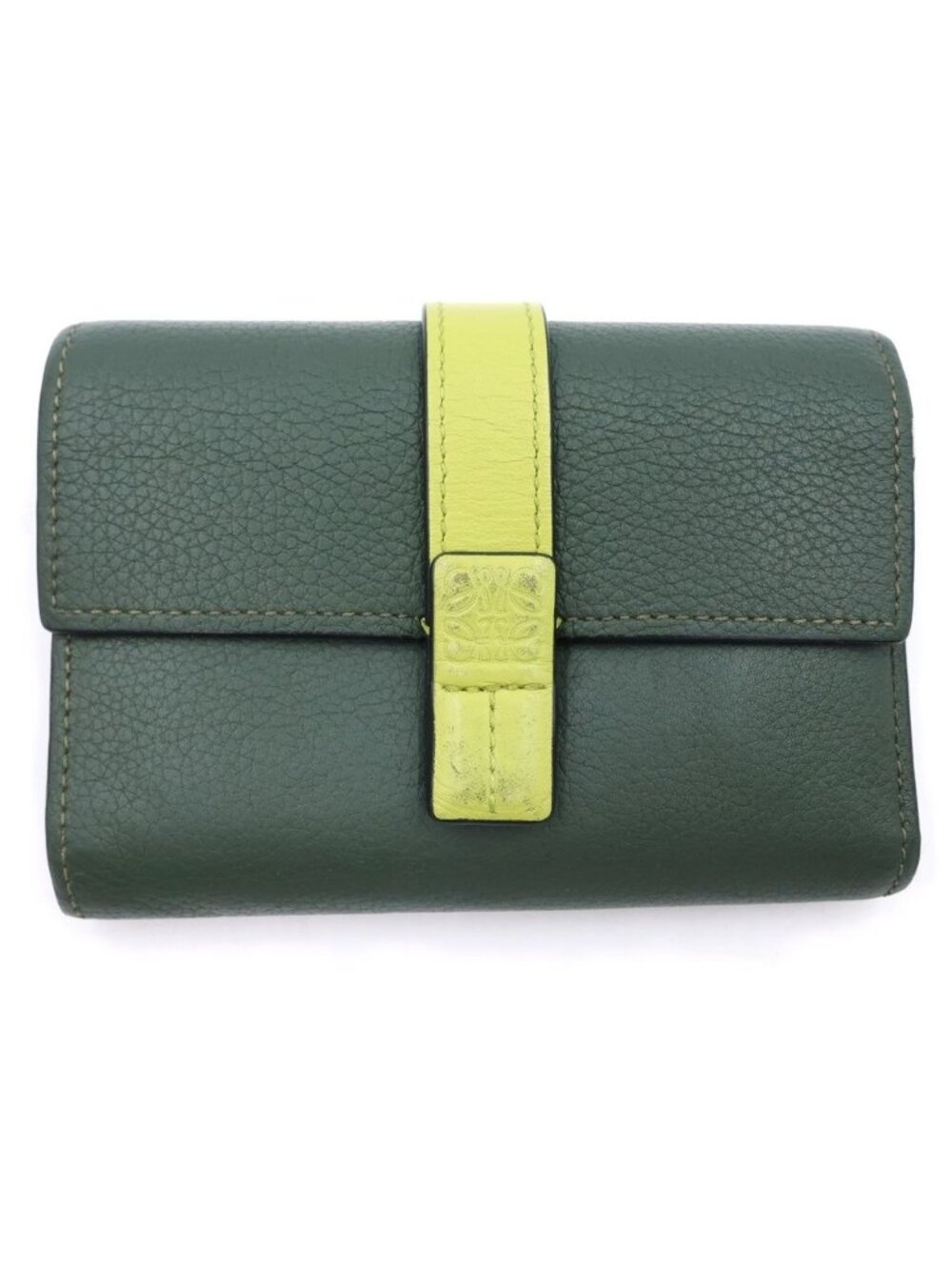 Loewe Anagram Small Vertical Compact Wallet Trifold Khaki